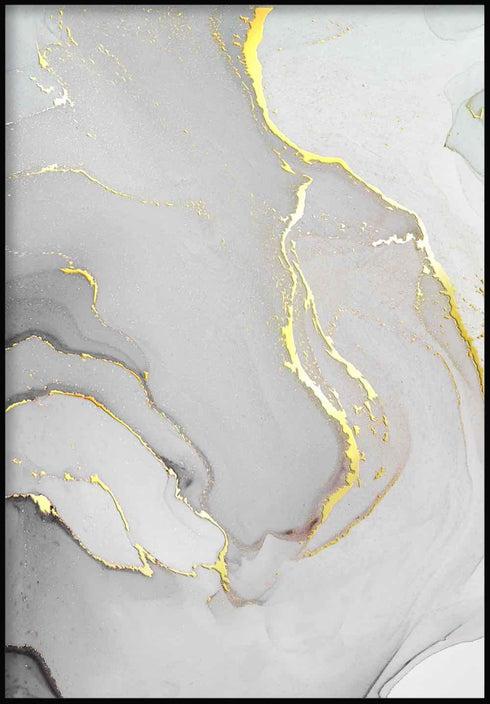 Szaro Pistacjowa Akwarela Lewy Złoty Plakat 50x70cm